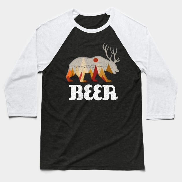 BEAR DEER FUNNY BEER Baseball T-Shirt by VinitaHilliard